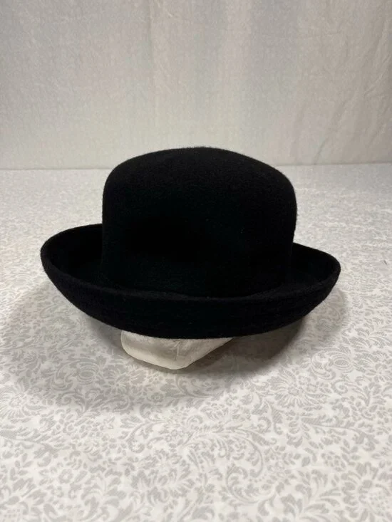 Vtg Kangol Bucket Hat UK Black Wool Angora 90s Hip Hop Streetwear Sz Regular - Picture 2 of 11